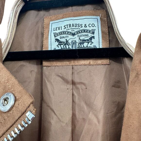 Levi's Faux Suede Full Zip Moto Biker‎ Jacket Coat Size 2X Plus Tab Shoulders - Picture 7 of 13